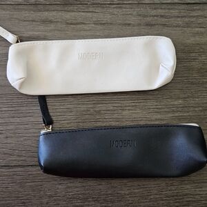 Elegant Mini Cosmetic/Pencil Bag Set - Black and Cream